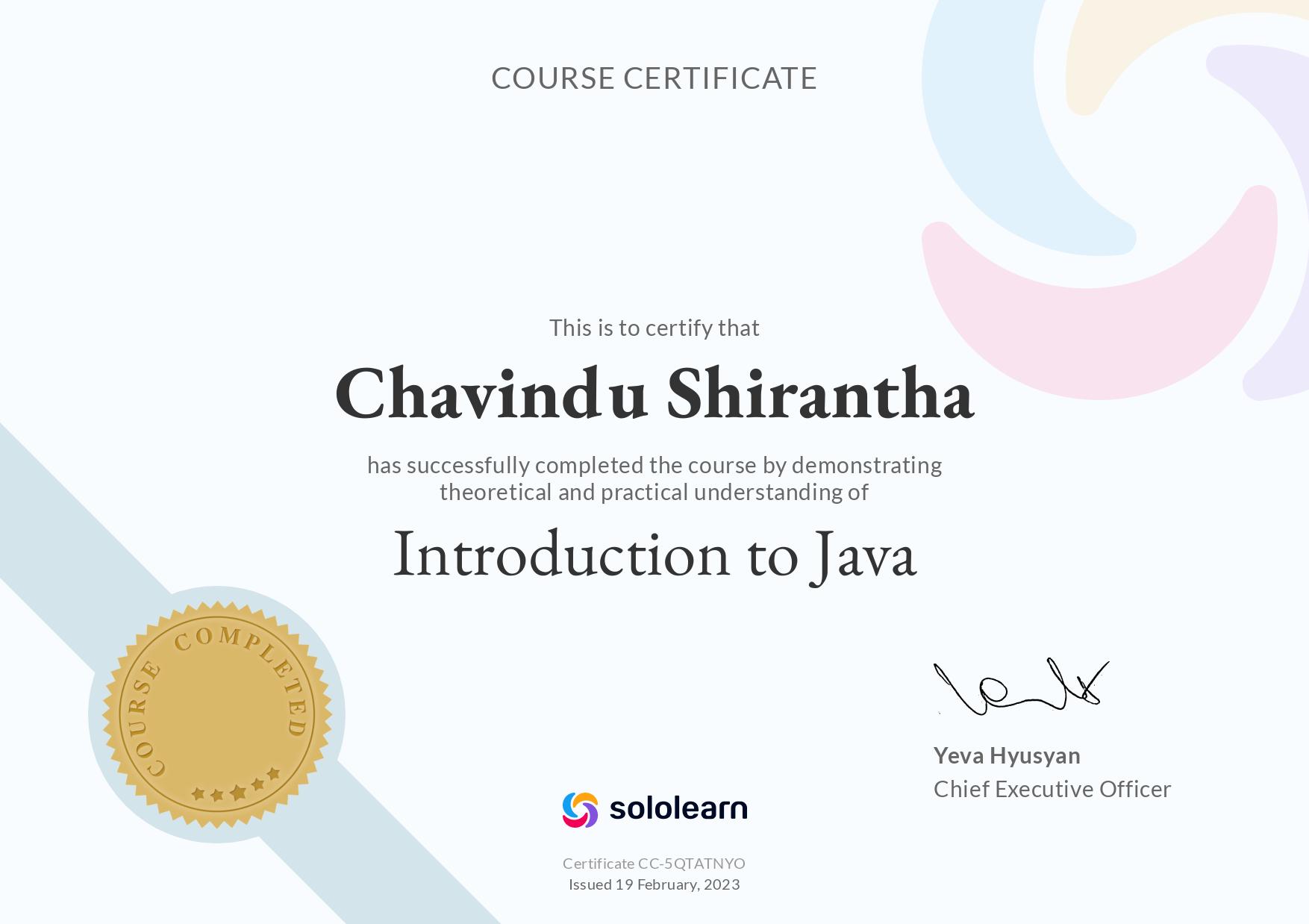 This is a JAVA certificate 