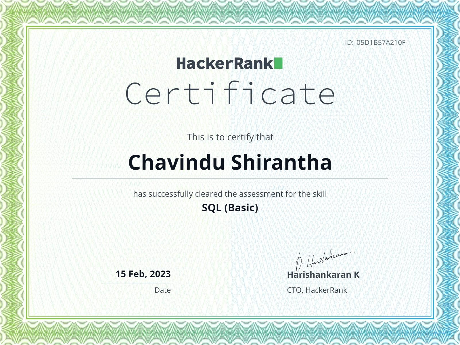 This is a SQL certificate 