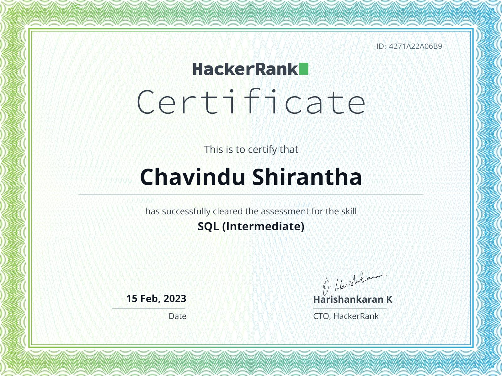 This is a SQL certificate 